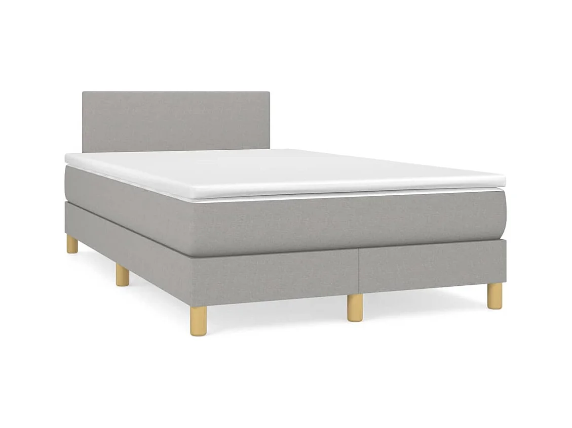 Sommier à lattes de lit et matelas gris clair 120x190 tissu