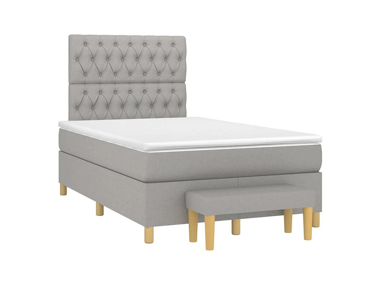 Sommier à lattes de lit et matelas gris clair 120x190 tissu