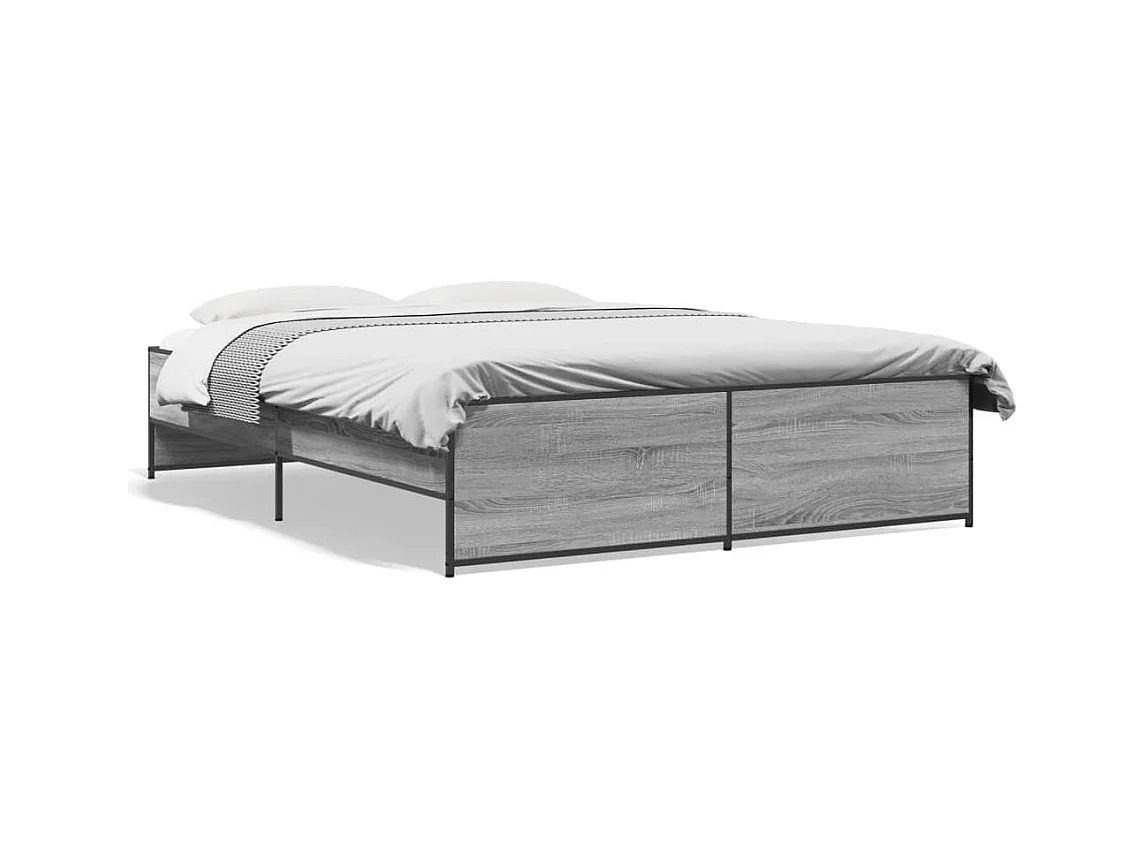 Cadre de lit sonoma gris 150x200 bois d'ingénierie et métal