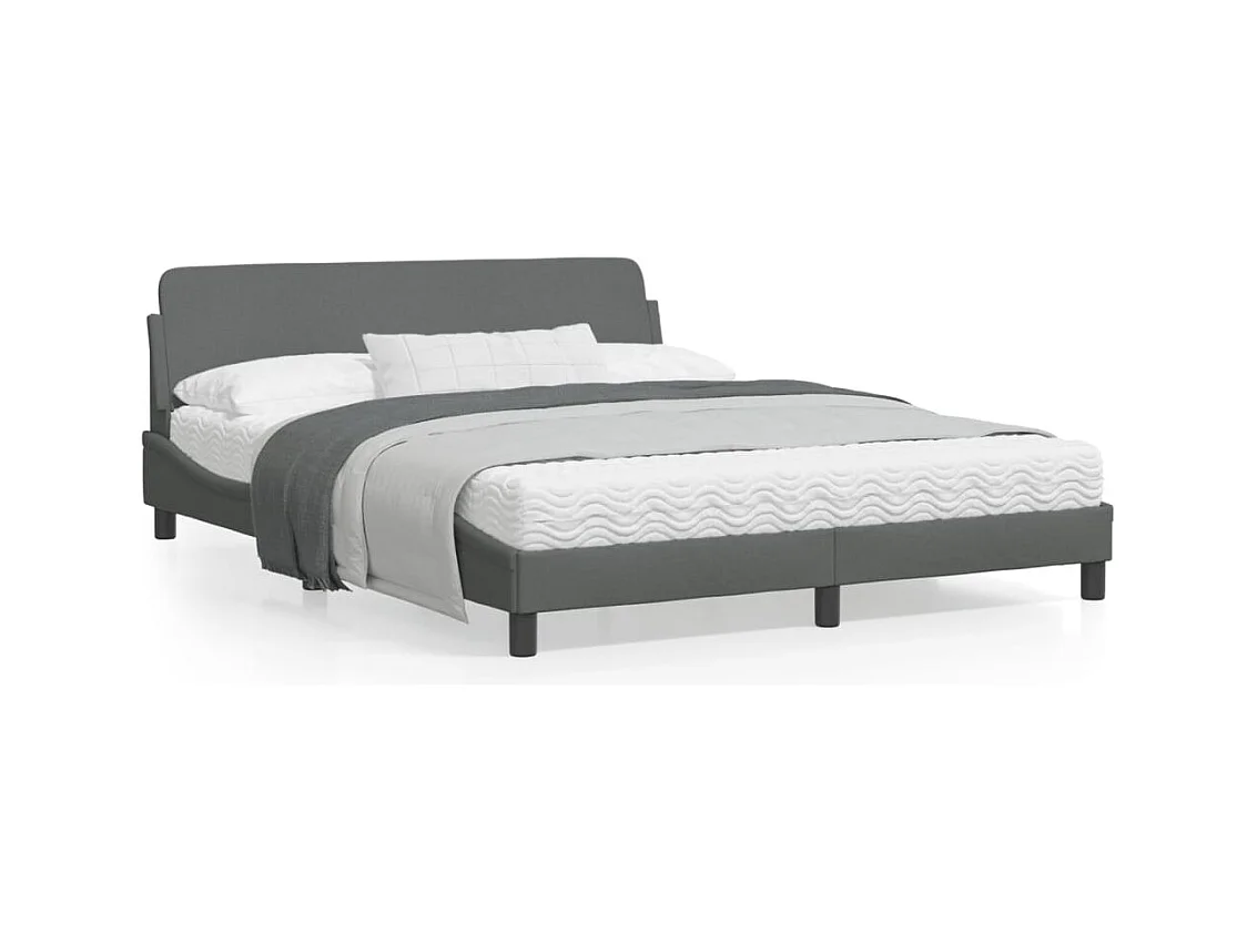 Cadre de lit avec tête de lit Gris foncé 160x200 Tissu