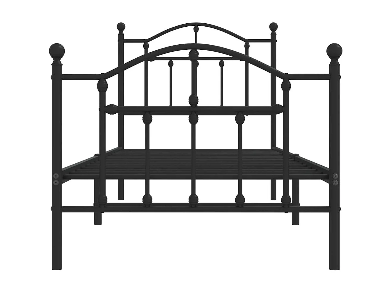 Cadre de lit métal avec tête de lit-pied de lit noir 90x200