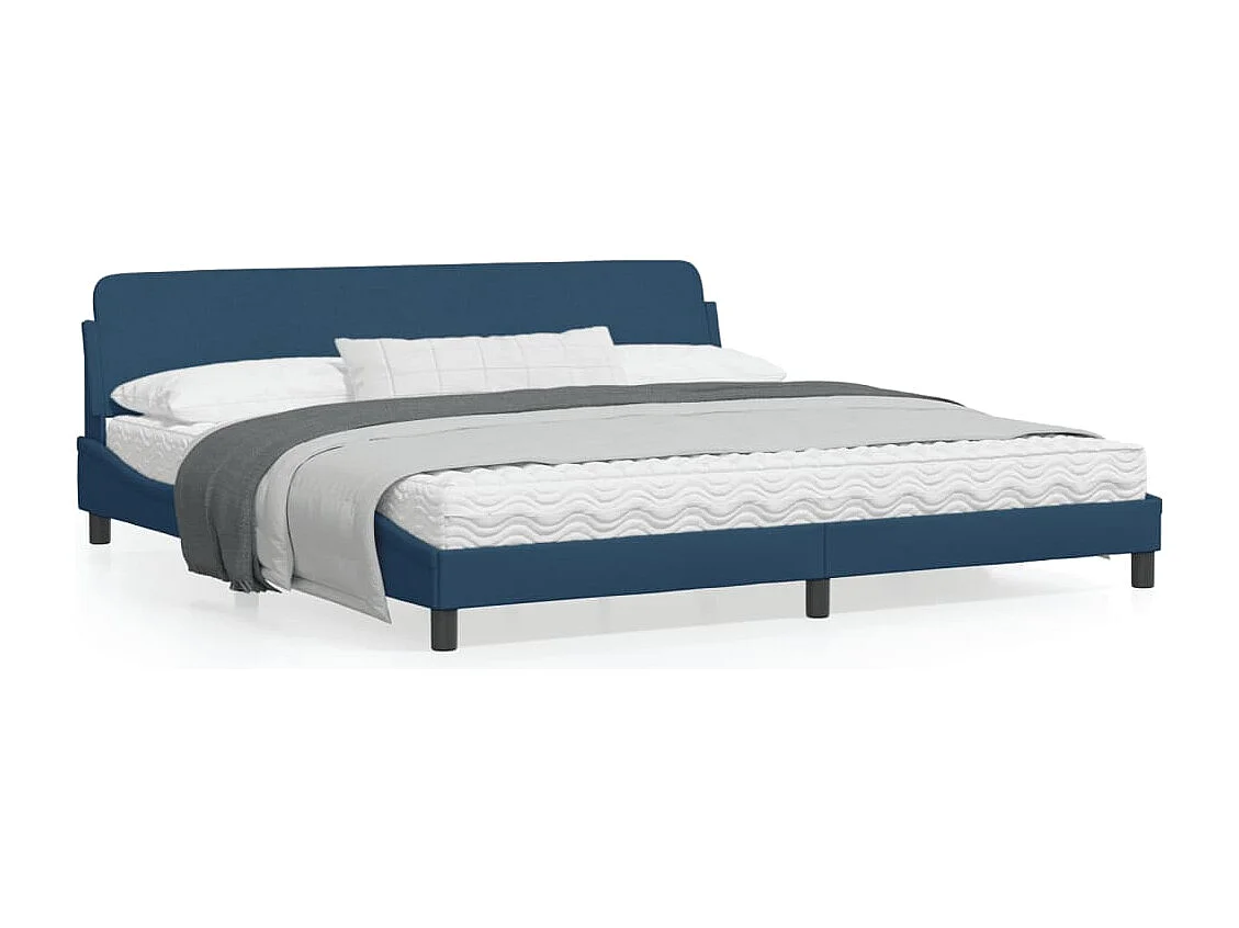 Cadre de lit avec tête de lit Bleu 200x200 Tissu