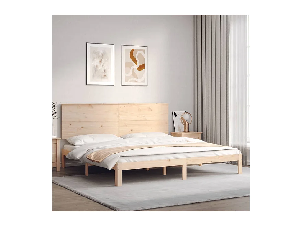 Cadre de lit avec tête de lit 200x200 bois massif