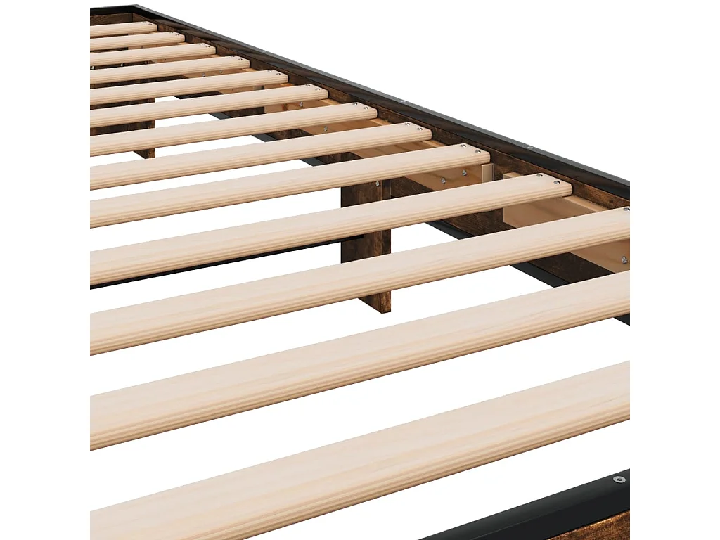 Cadre de lit chêne fumé 100x200 bois d'ingénierie et métal