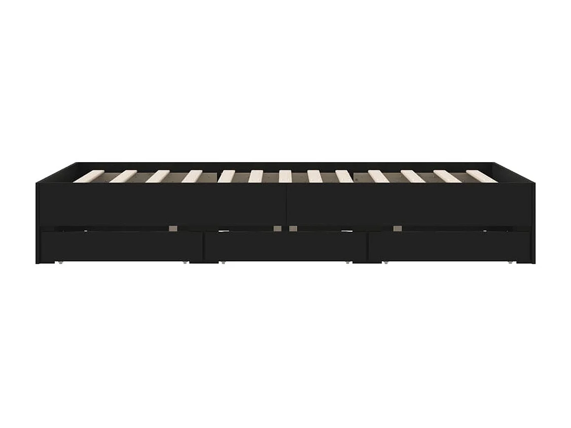 Cadre de lit avec tiroirs noir 120x200 bois d'ingénierie