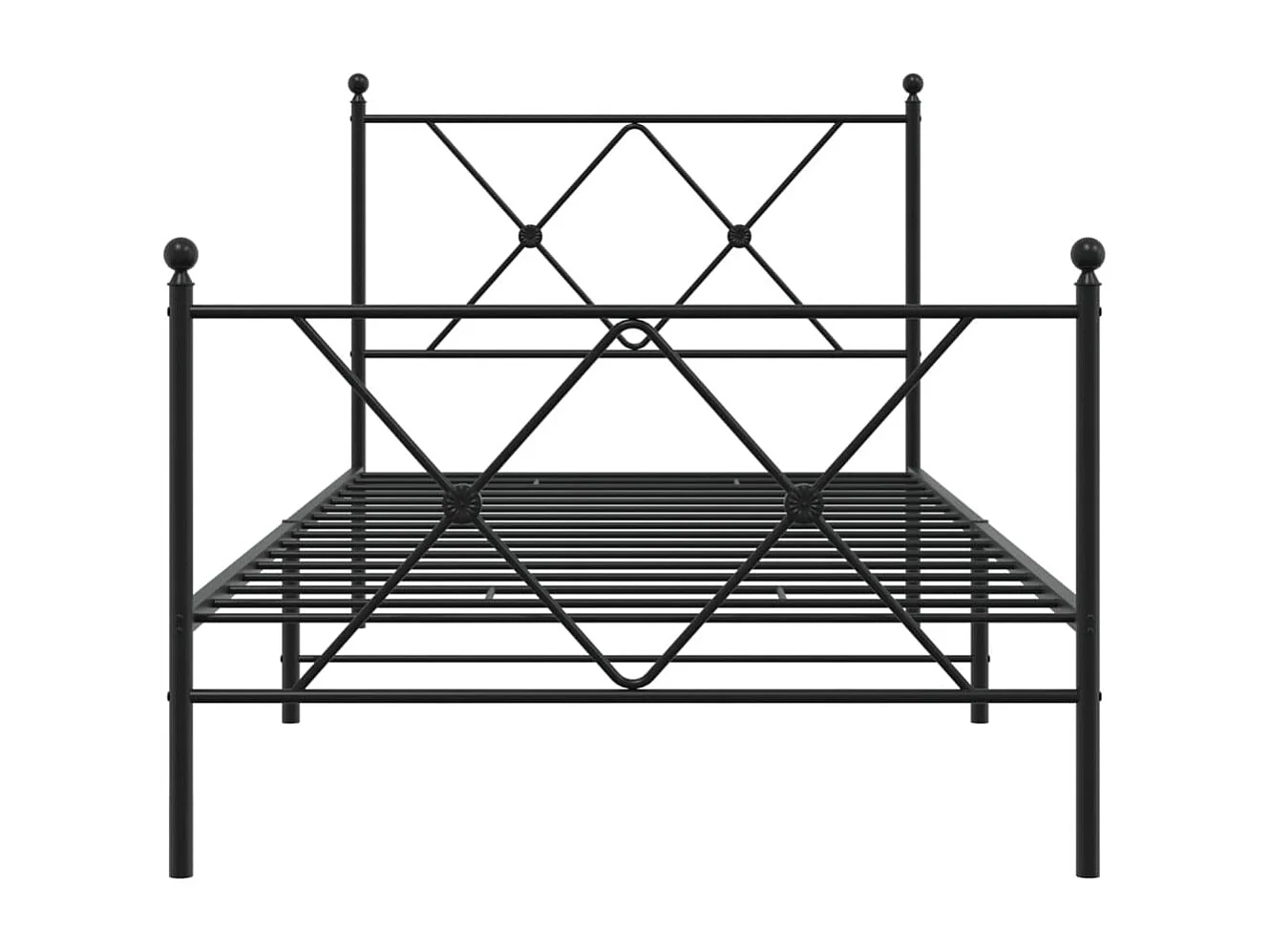 Cadre de lit métal avec tête de lit-pied de lit noir 90x200