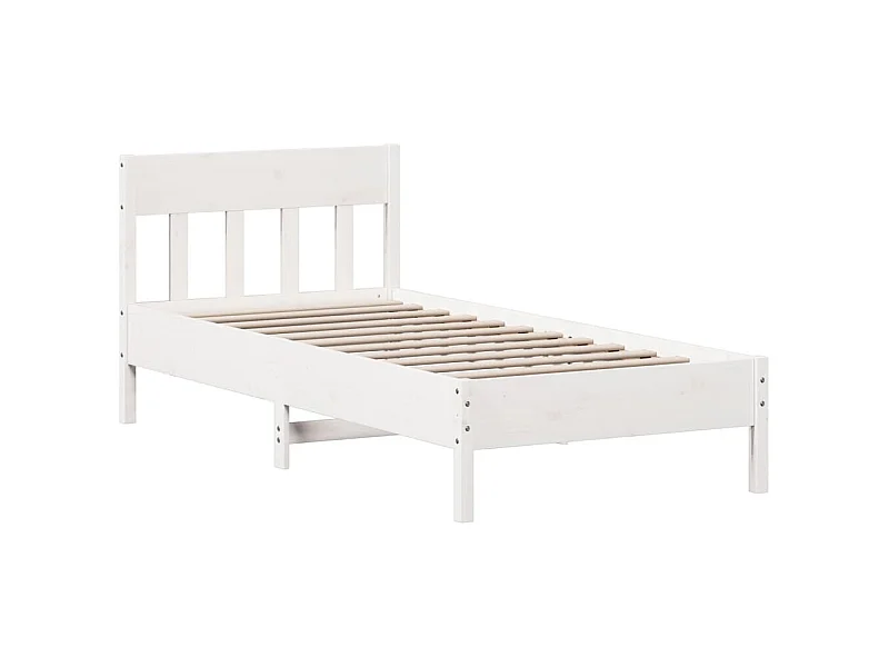 Cadre de lit avec tête de lit blanc 90x190 bois de pin massif