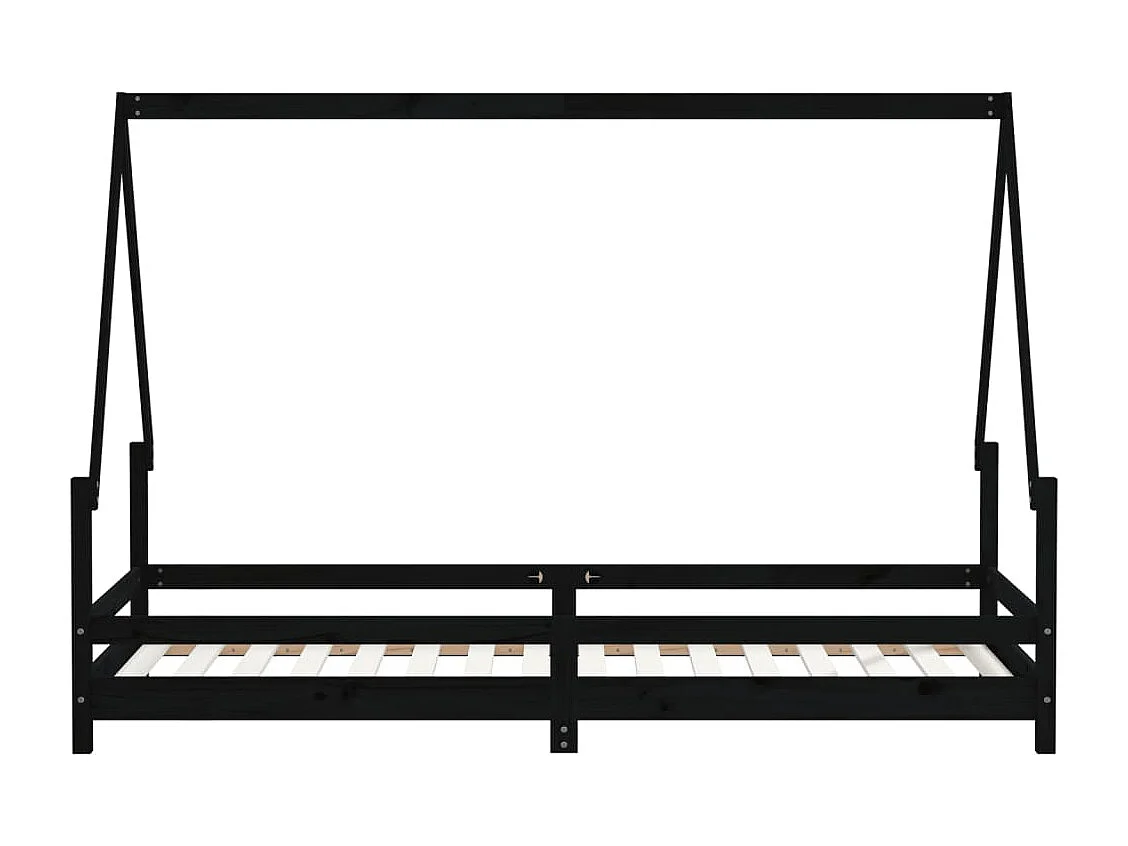 Cadre de lit pour enfants noir 80x200 bois de pin massif