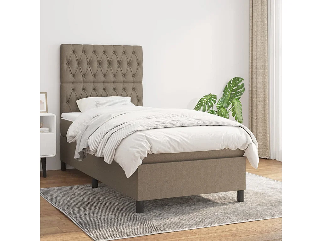Sommier à lattes de lit avec matelas Taupe 90x200 Tissu
