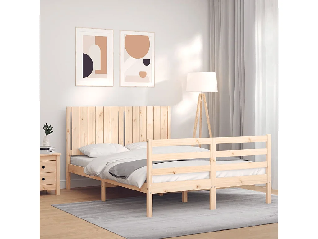 Cadre de lit avec tête de lit 140x190 bois massif