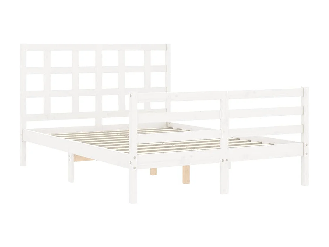 vidaXL Estructura cama de matrimonio con cabecero madera maciza blanco