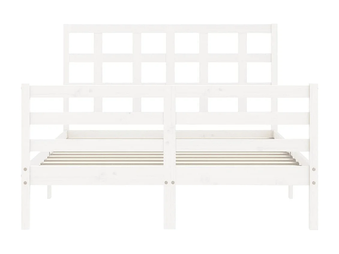 vidaXL Estructura cama de matrimonio con cabecero madera maciza blanco