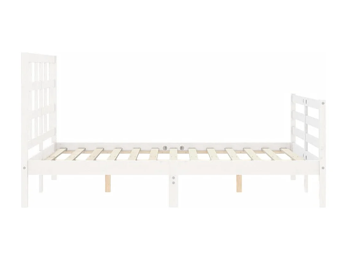 vidaXL Estructura cama de matrimonio con cabecero madera maciza blanco
