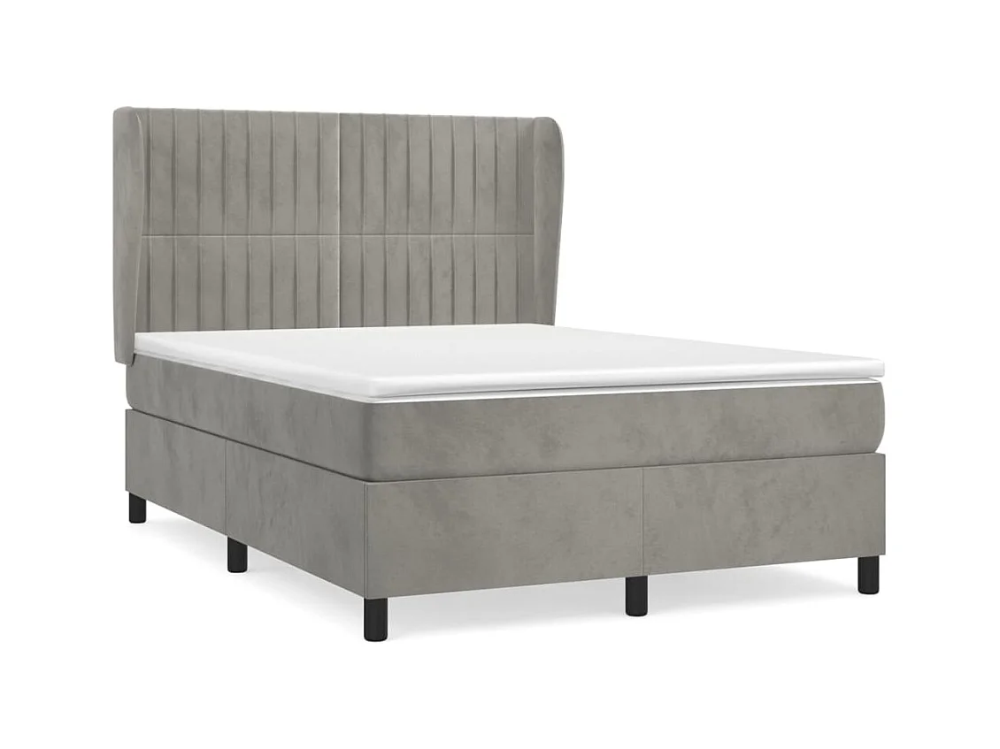 Sommier à lattes de lit et matelas Gris clair 140x200 Velours