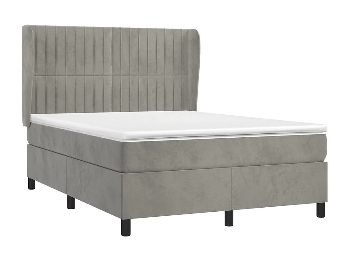 Sommier à lattes de lit et matelas Gris clair 140x200 Velours