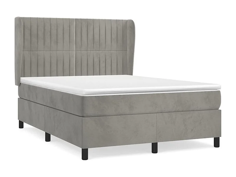Sommier à lattes de lit et matelas Gris clair 140x200 Velours