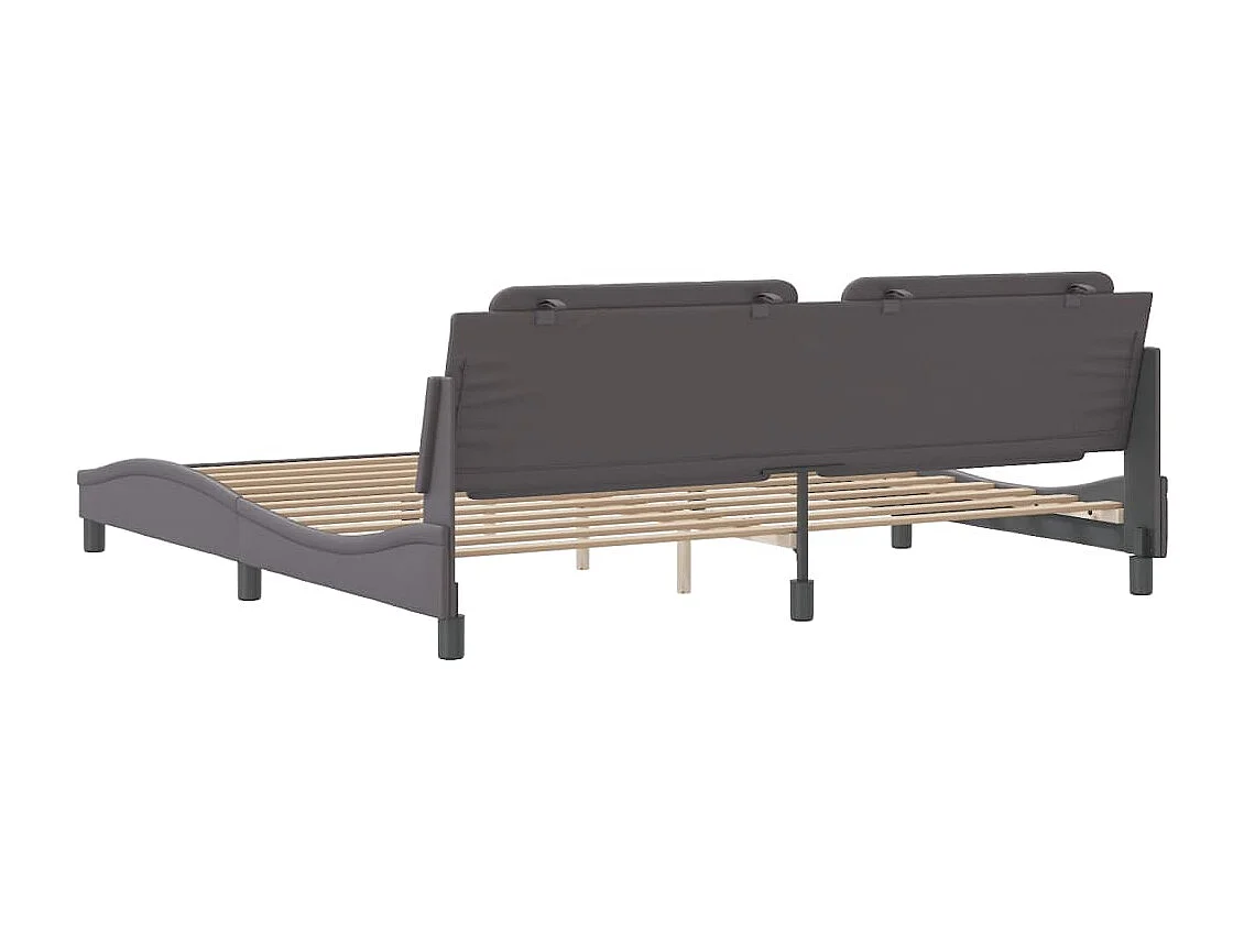 vidaXL Estructura de cama con cabecero cuero sintético gris 200x200 cm