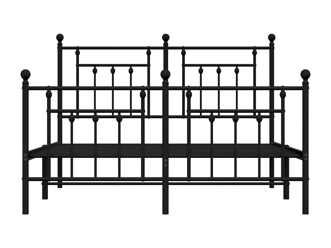 Cadre de lit métal avec tête de lit-pied de lit noir 150x200