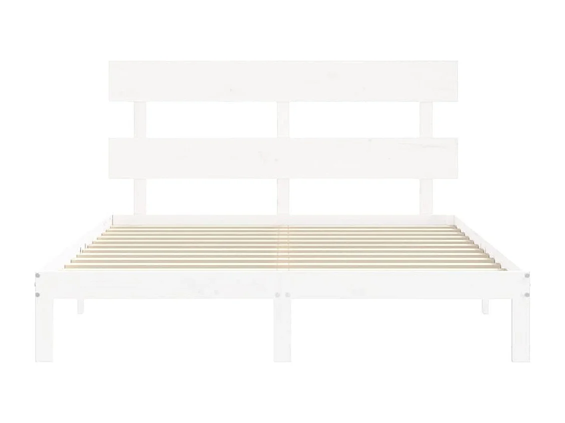 Cadre de lit avec tête de lit blanc 160x200 bois massif