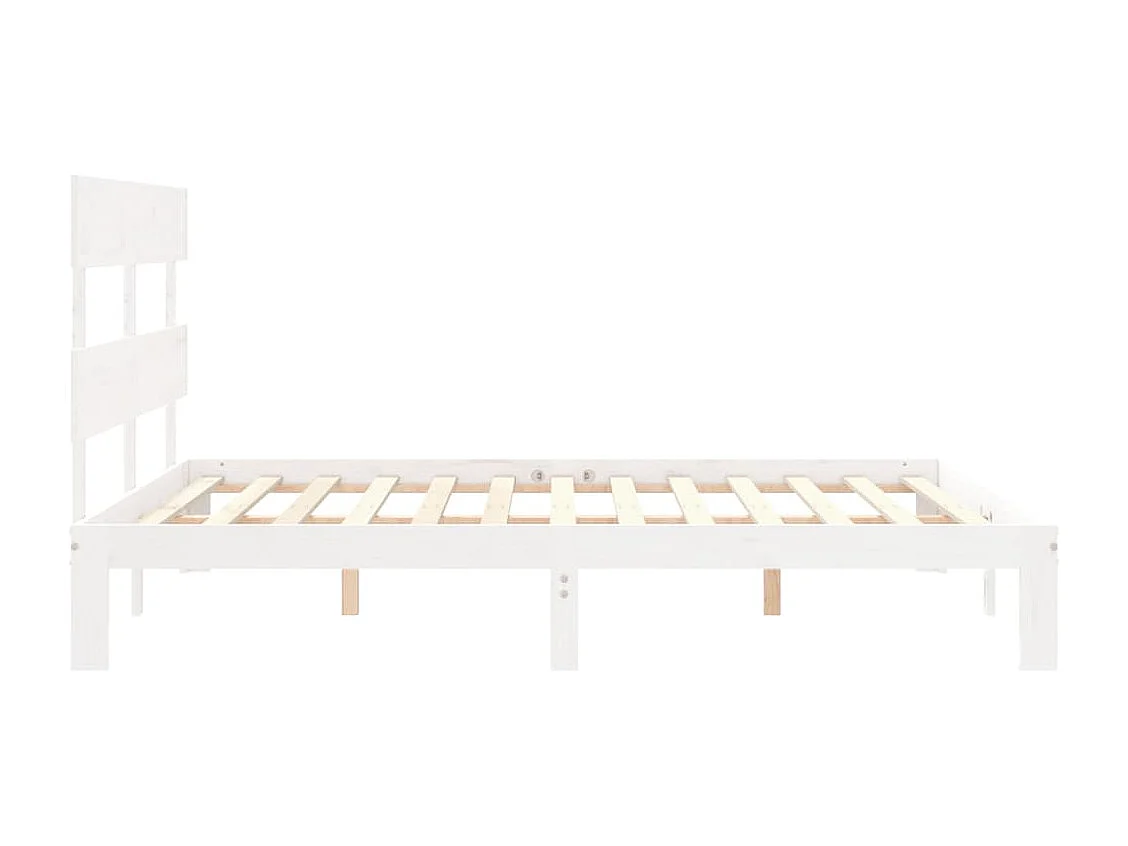 Cadre de lit avec tête de lit blanc 160x200 bois massif