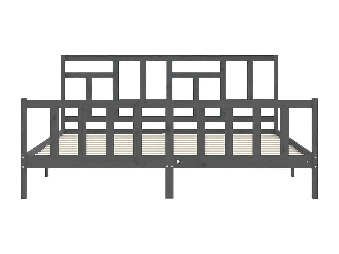 Cadre de lit avec tête de lit gris 200x200 bois massif