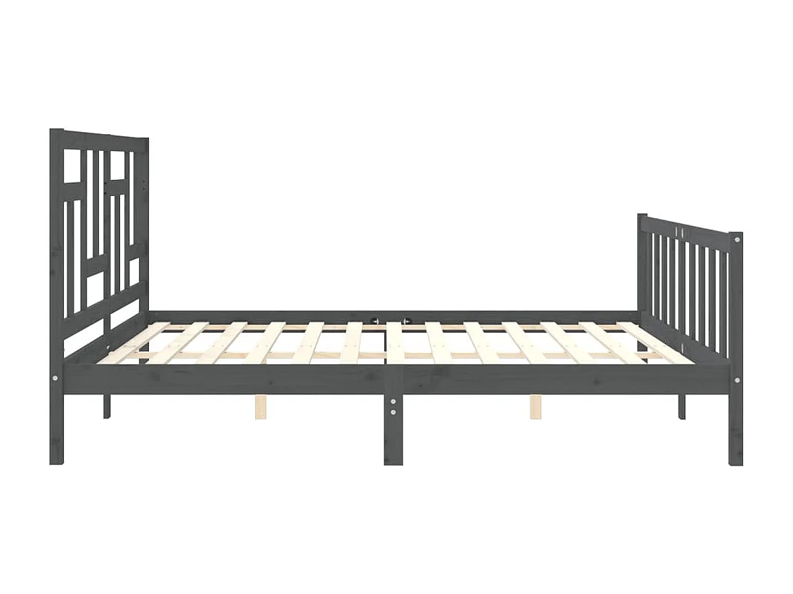 Cadre de lit avec tête de lit gris 200x200 bois massif