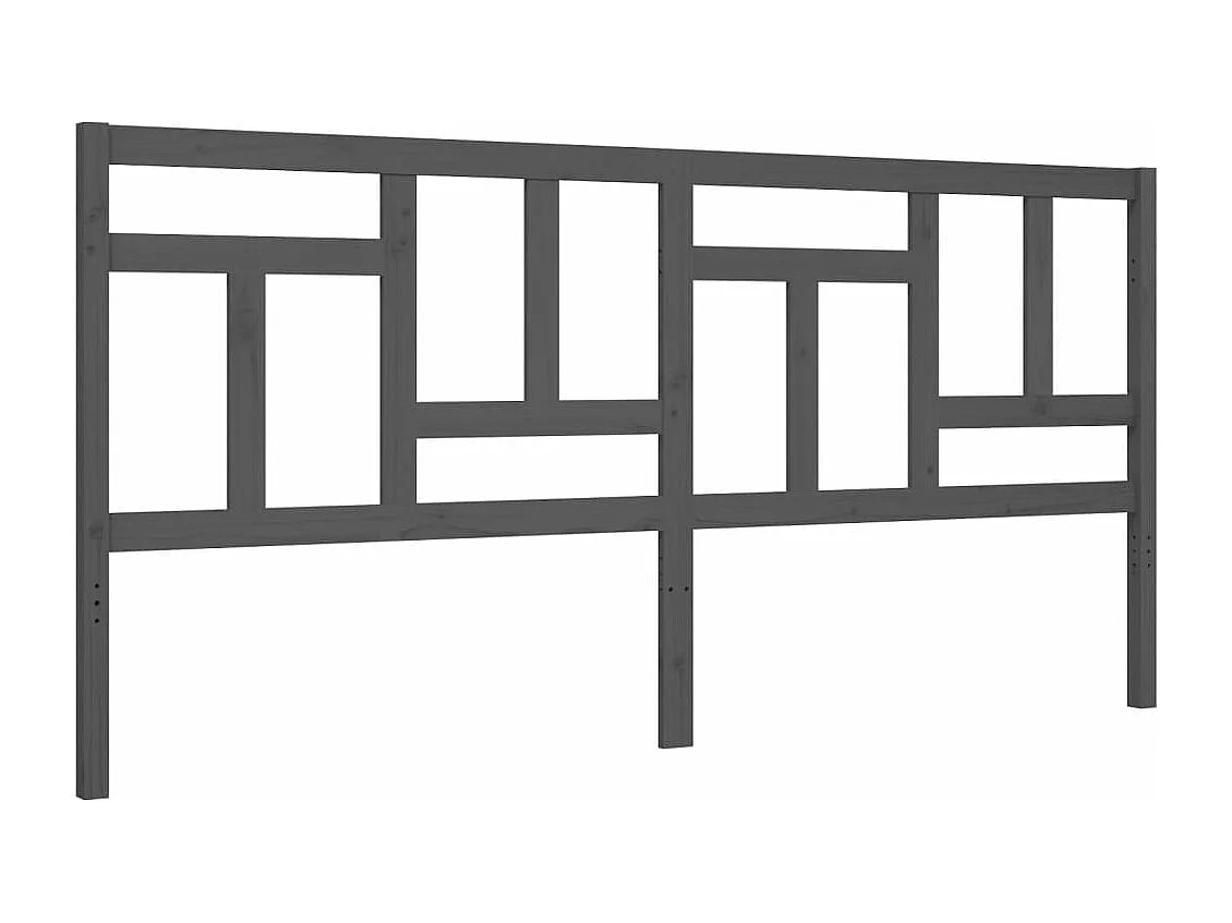 Cadre de lit avec tête de lit gris 200x200 bois massif