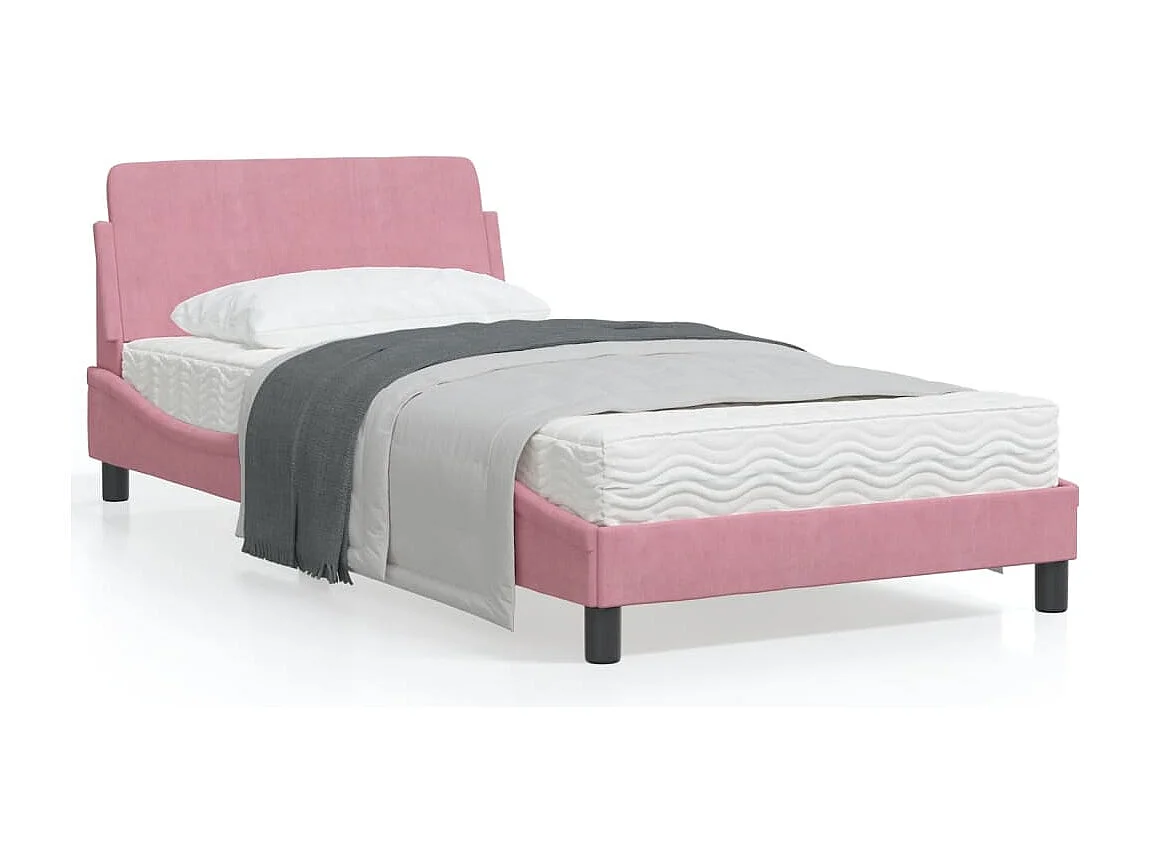 Cadre de lit avec tête de lit Rose 100x200 Velours