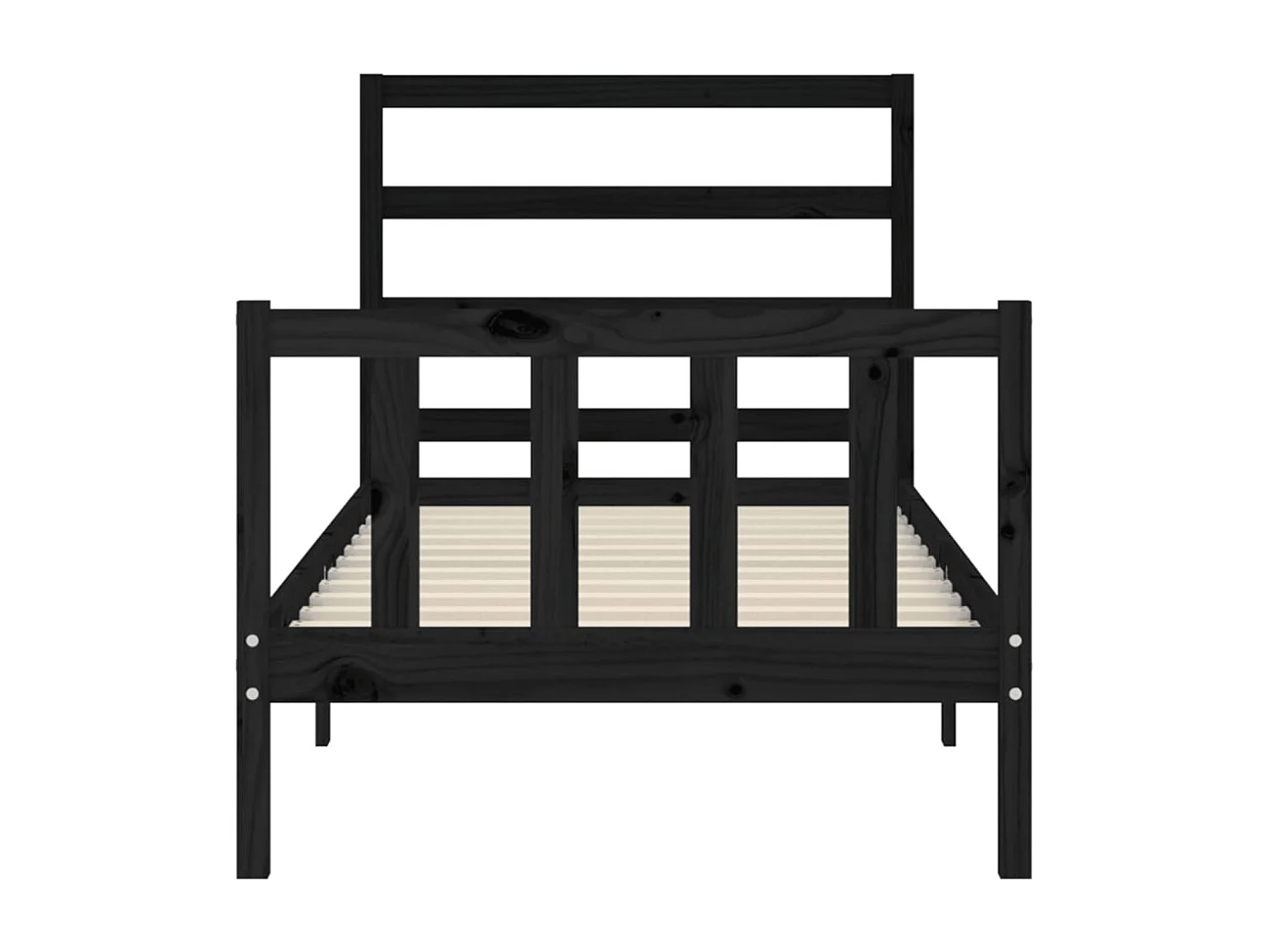 Cadre de lit avec tête de lit noir 90x190 bois massif