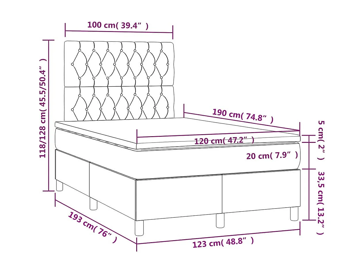 Sommier à lattes de lit avec matelas vert foncé 120x190