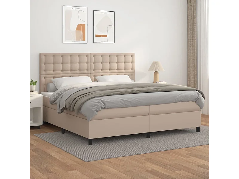 Sommier à lattes de lit avec matelas Cappuccino 200x200