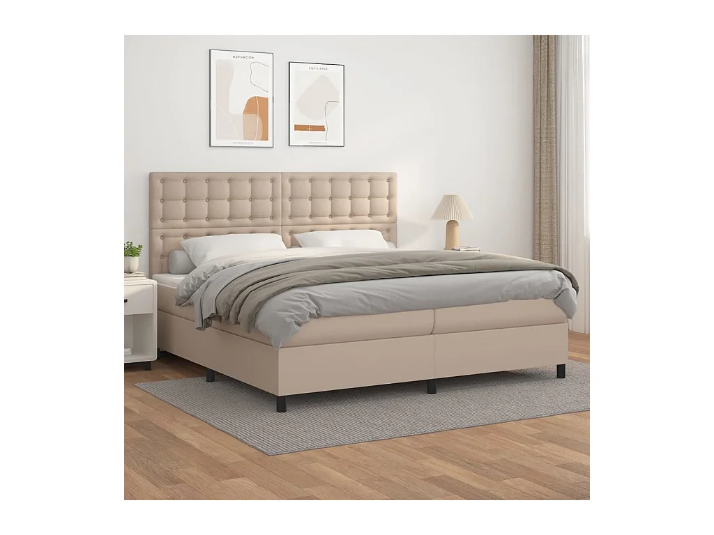 Sommier à lattes de lit avec matelas Cappuccino 200x200