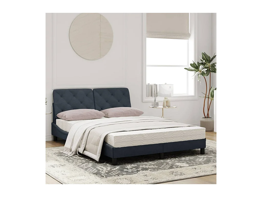 Lit avec matelas gris foncé 140x190 velours