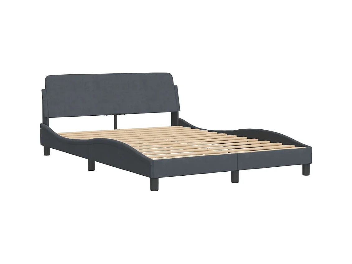 Lit avec matelas gris foncé 140x190 velours