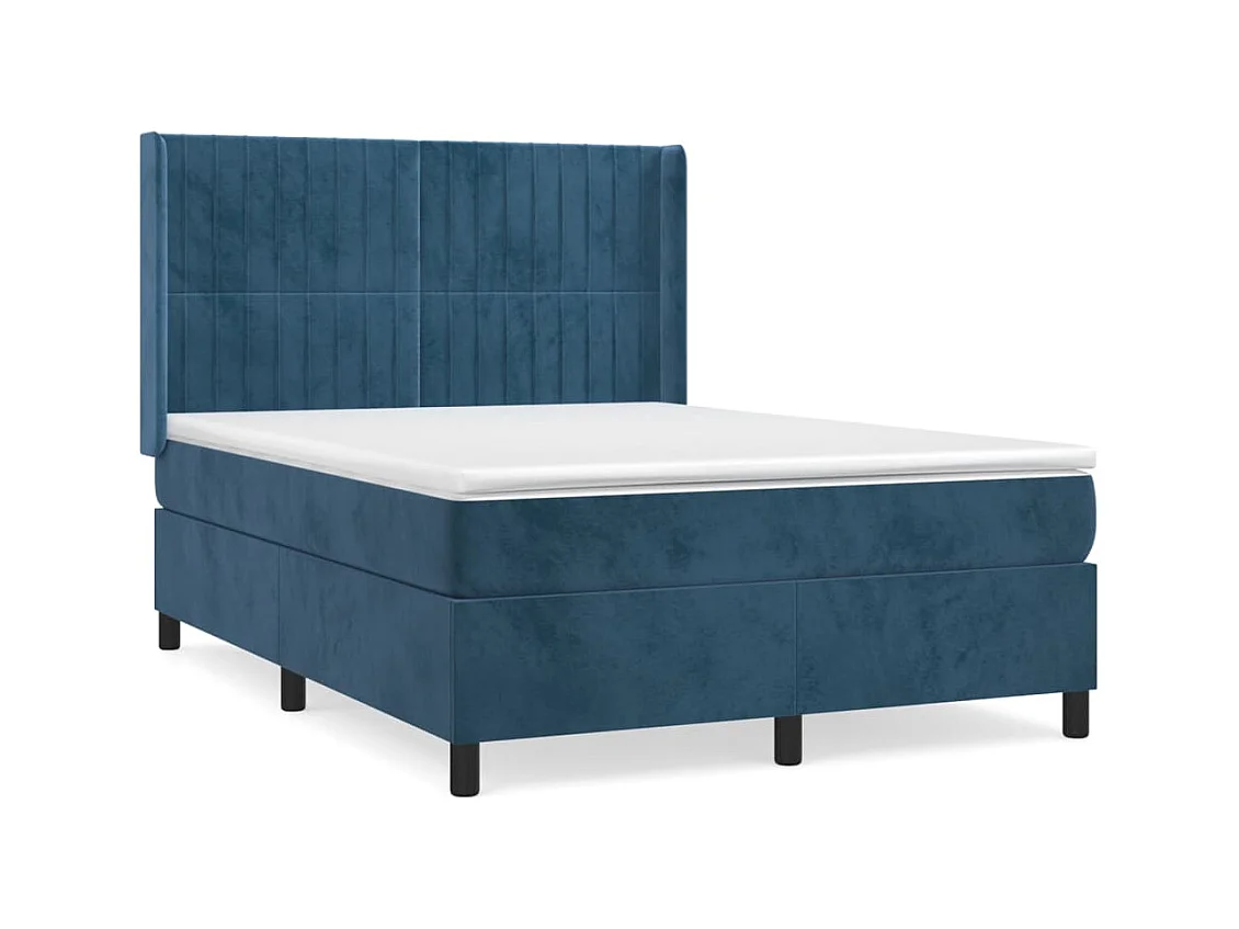 Sommier à lattes de lit et matelas Bleu foncé 140x190 Velours