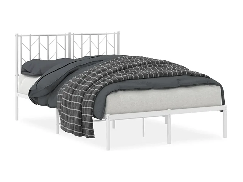 Cadre de lit métal avec tête de lit blanc 120x200
