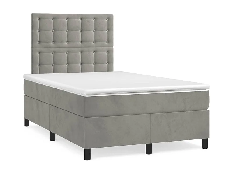 Sommier à lattes de lit et matelas gris clair 120x190 velours