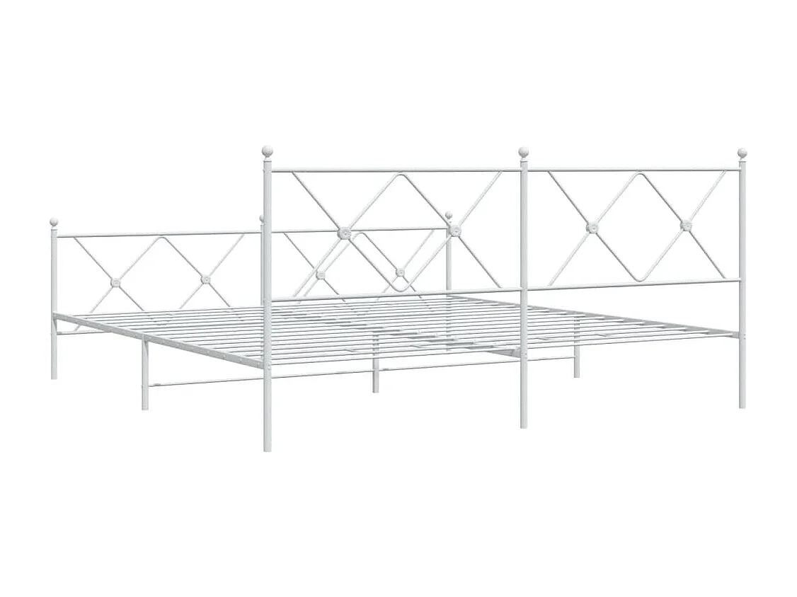 Cadre de lit métal avec tête de lit-pied de lit blanc 180x200