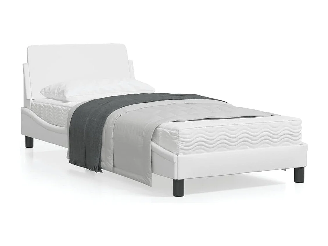 Cadre de lit avec tête de lit Blanc 90x190 Similicuir