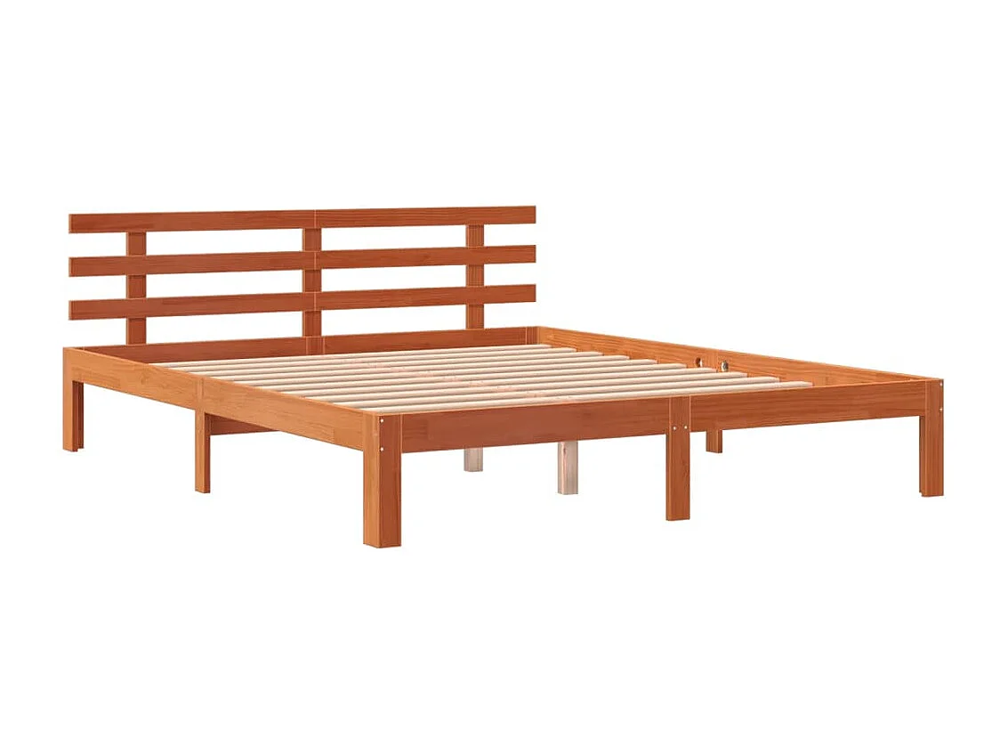 Cadre de lit et tête de lit marron 160x200 bois de pin