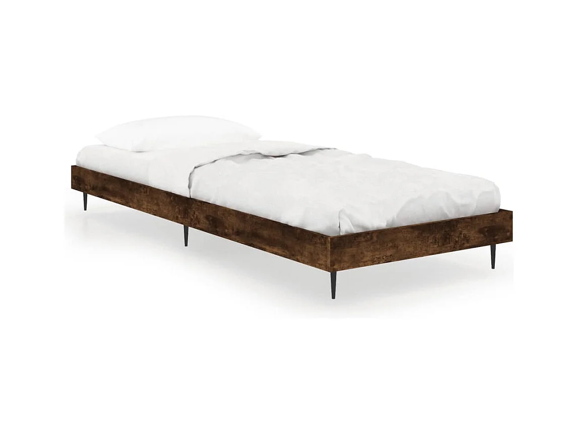 Cadre de lit chêne fumé 75x190 bois d'ingénierie