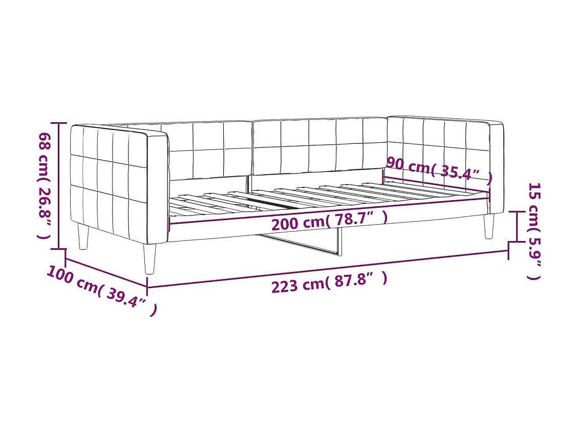 Lit de repos noir 90x200 velours