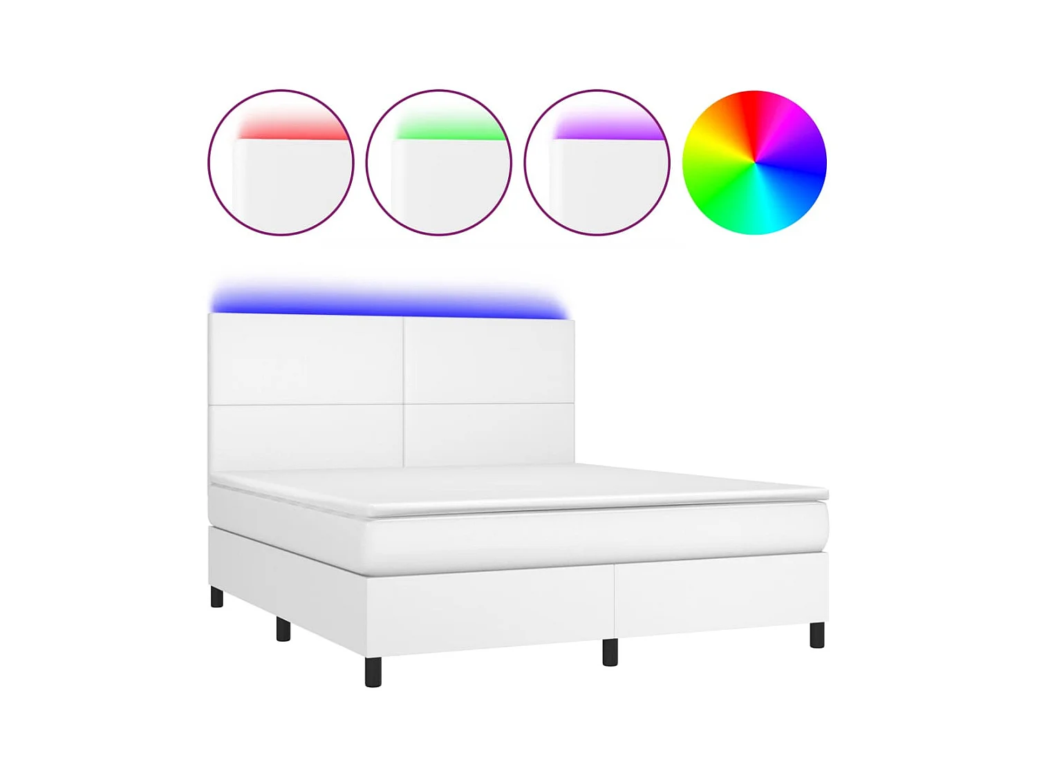 Sommier à lattes de lit avec matelas et LED Blanc 160x200