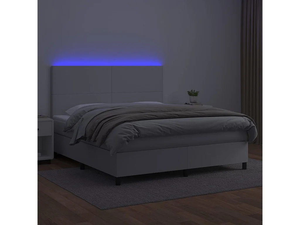 Sommier à lattes de lit avec matelas et LED Blanc 160x200