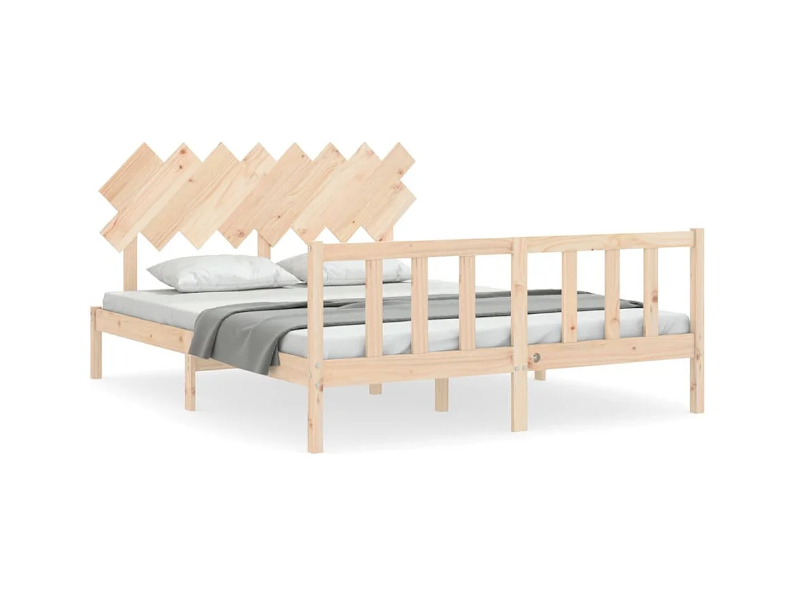 Cadre de lit avec tête de lit 160x200 bois massif