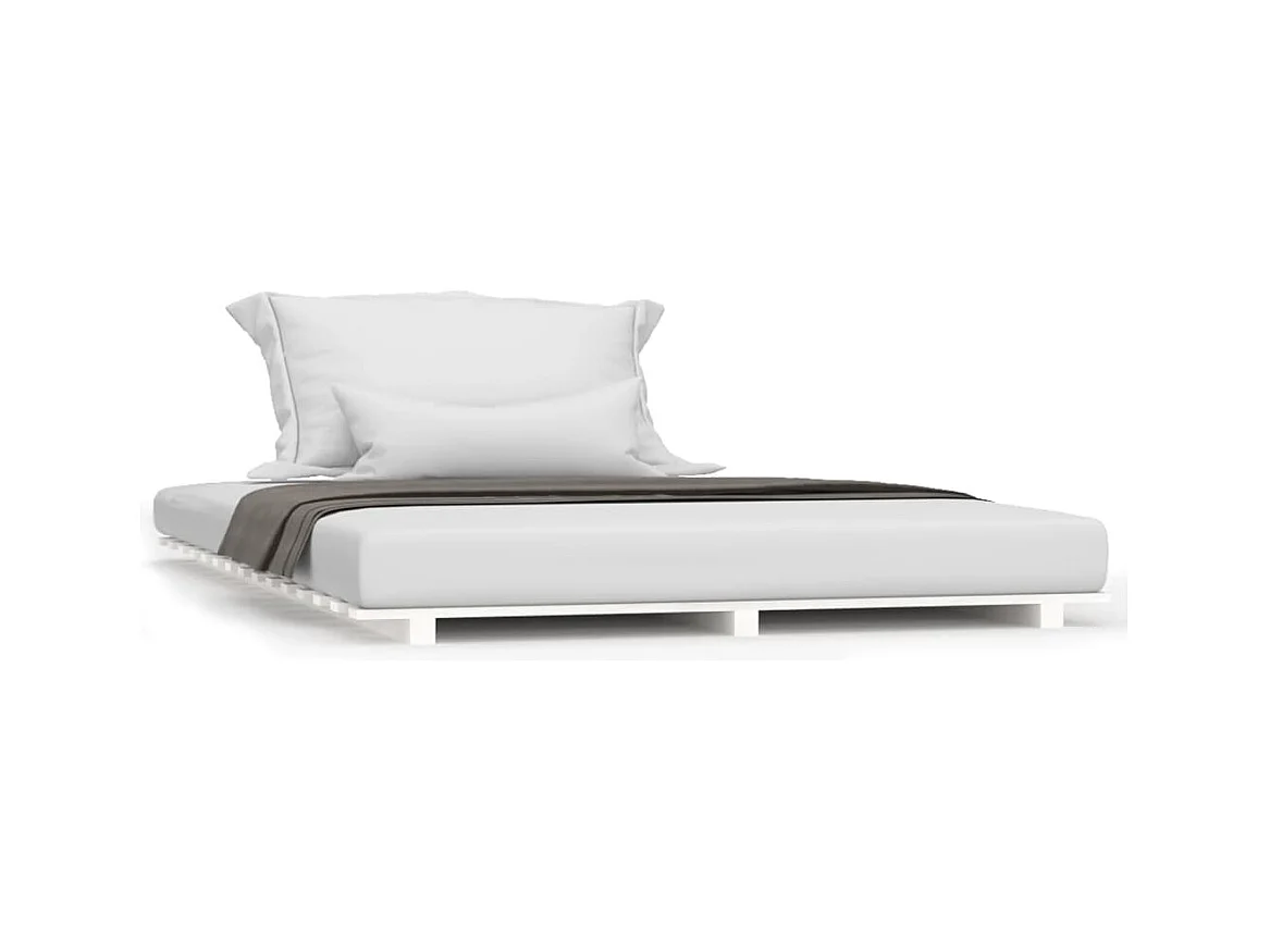 Cadre de lit Blanc 135x190 Bois de pin massif