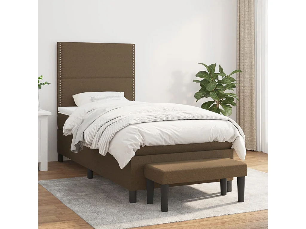 Sommier à lattes de lit avec matelas Marron foncé 90x200