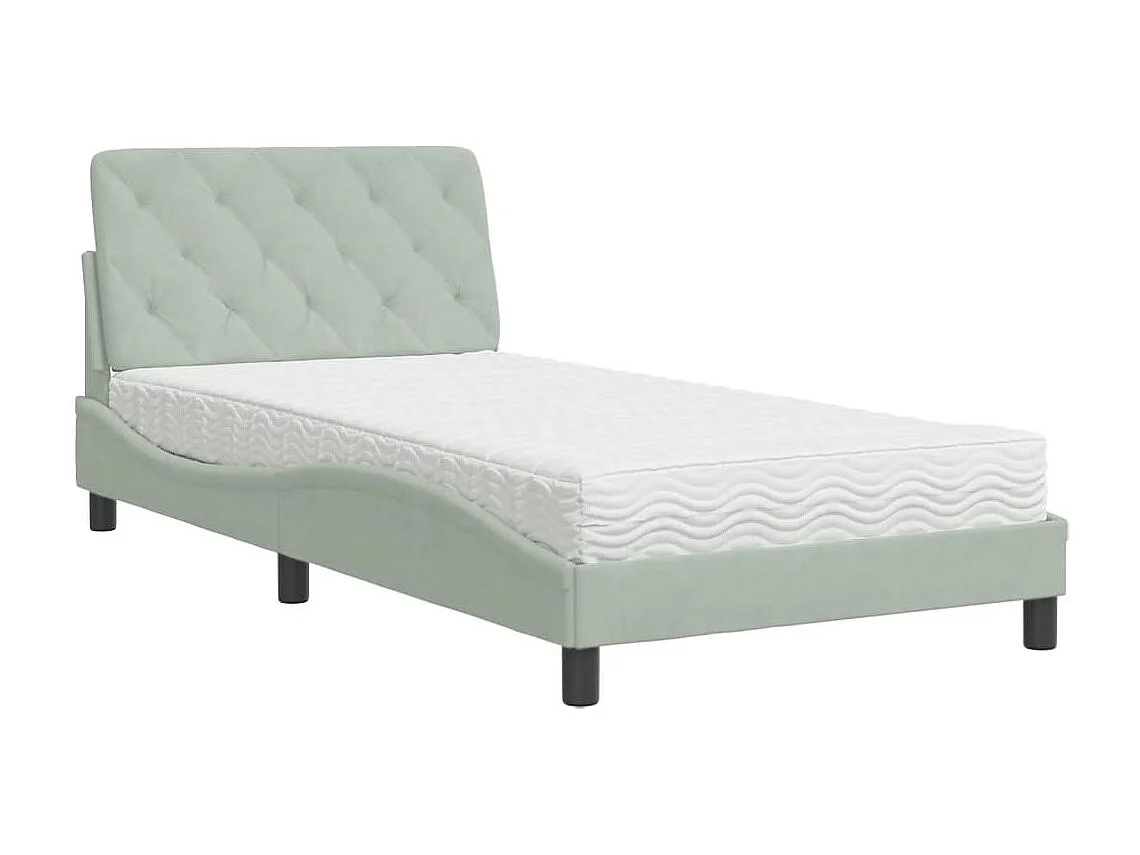 Lit avec matelas gris clair 100x200 velours