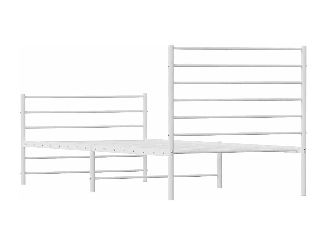 Cadre de lit métal avec tête de lit-pied de lit blanc 75x190