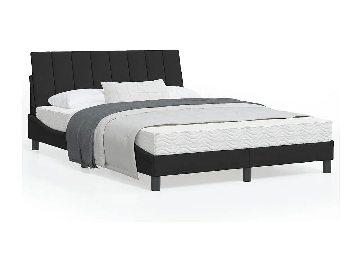 Cadre de lit avec tête de lit Noir 140x200 Velours